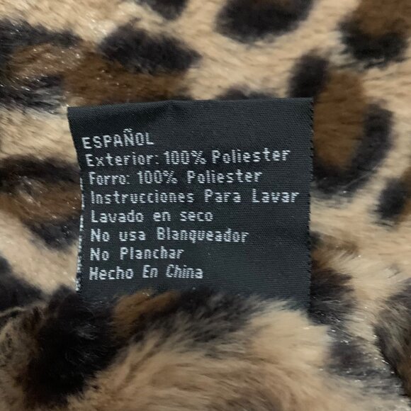 BELLIVERA Leopard Print Moto Jacket Faux Fur Collar Zip Detachable Collar Size S - Picture 8 of 8
